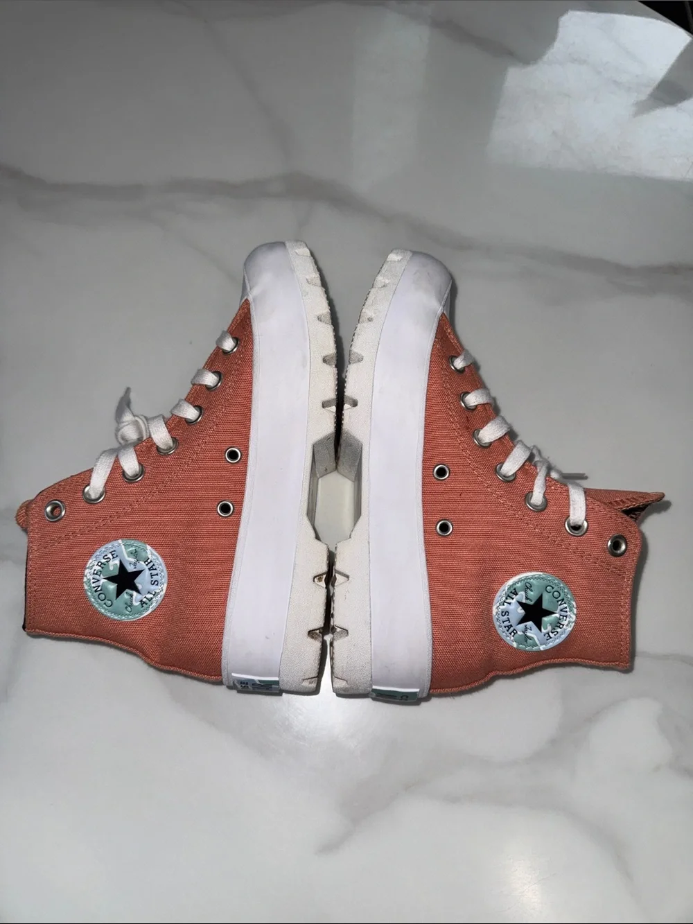 Converse High Top Sneakers - Coral and White